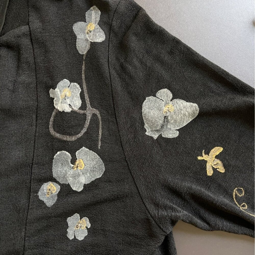 Staley Gretzinger Bread Boho Artwear Cardigan Size M Hand Painted Floral Jacket